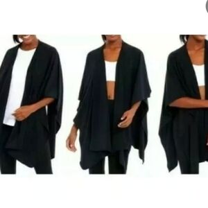 Balance Collection Cozy Wrap Black Athleisure Travel Open Front One Size